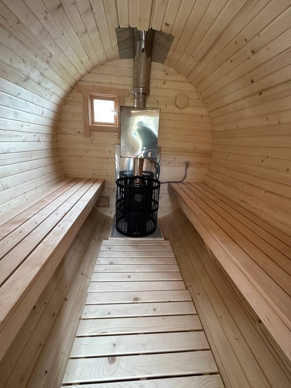 Баня бочка на 5 метров. Котёл и бак для воды
