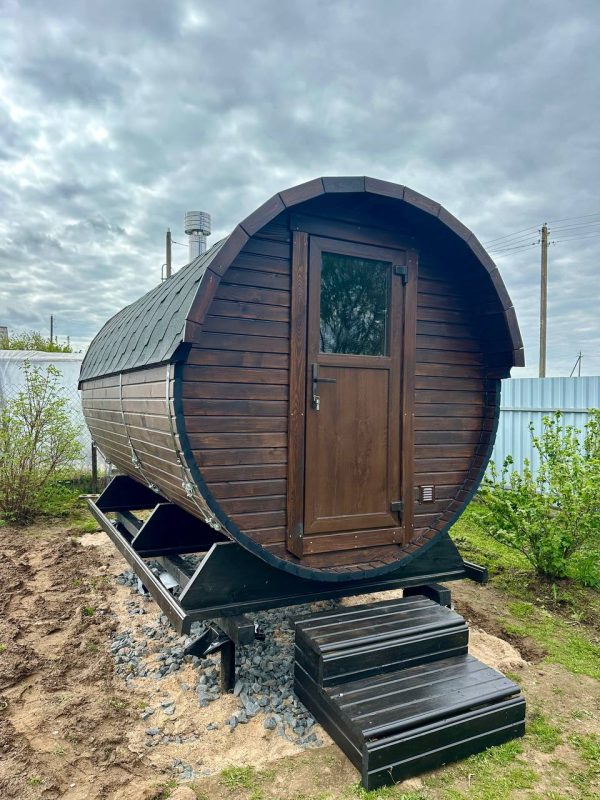 Баня бочка на участке